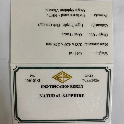 Un-Heat Padparadscha Sapphire 0.411ct / Vietnam