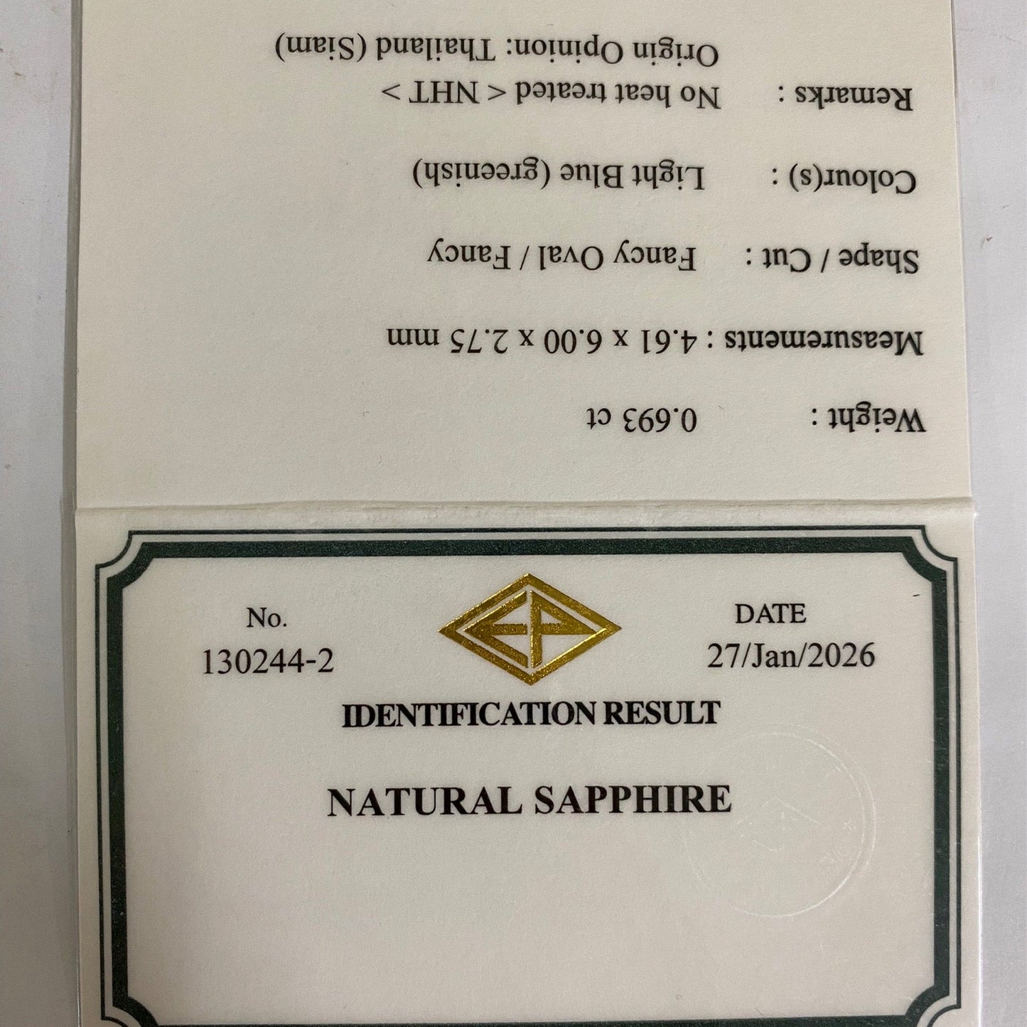 "Ice Mint Blue" Sapphire 0.693ct / Kanchanaburi (Thailand)