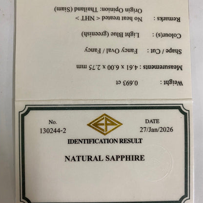 "Ice Mint Blue" Sapphire 0.693ct / Kanchanaburi (Thailand)