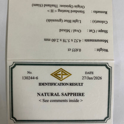 "Ice Mint Blue" Sapphire 0.655ct / Kanchanaburi (Thailand)