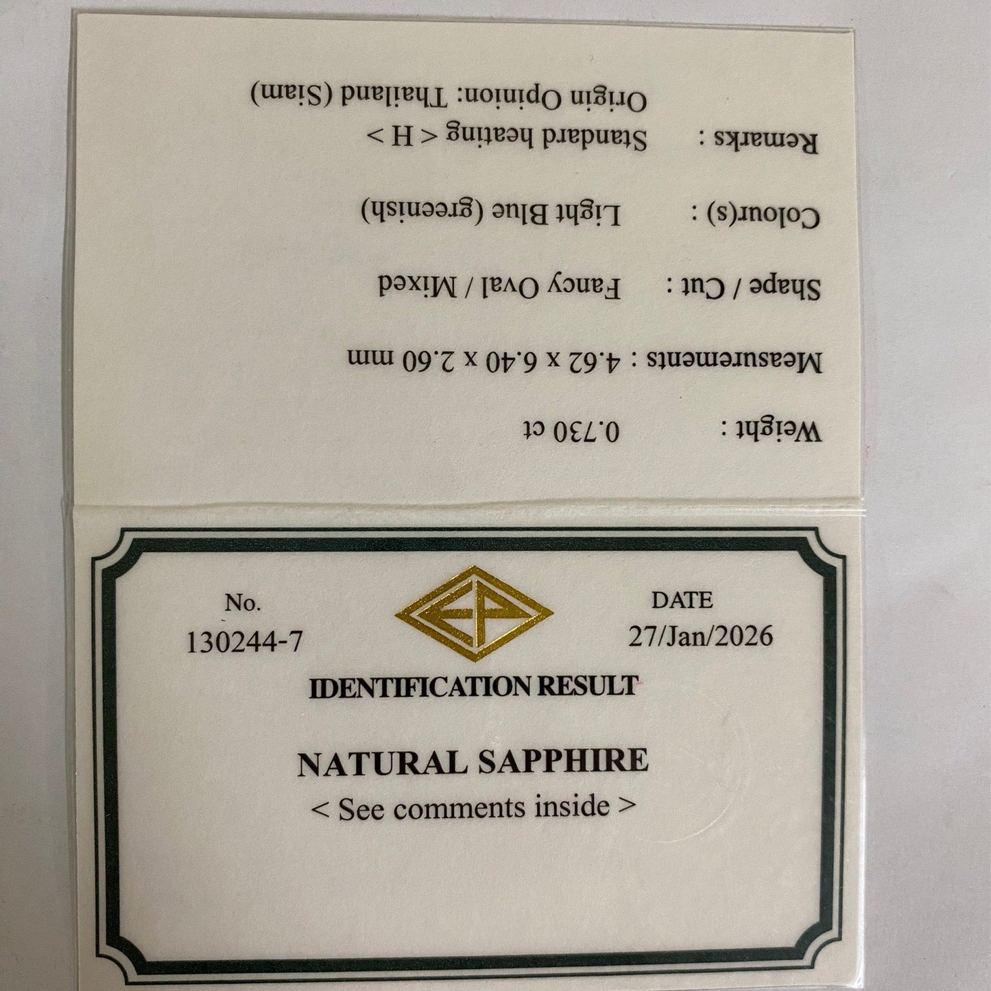 "Ice Mint Blue" Sapphire 0.730ct / Kanchanaburi (Thailand)