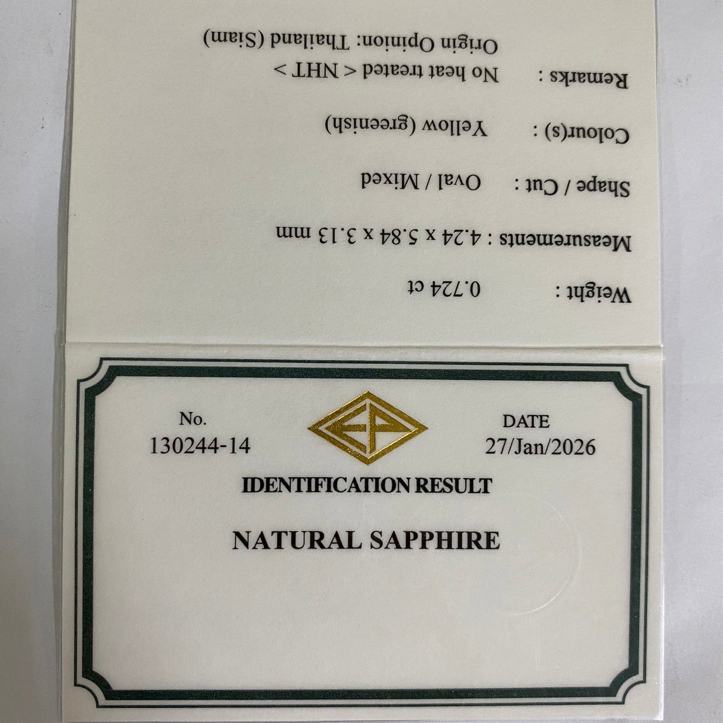 Unheated Sapphire 0.724ct / Kanchanaburi (Thailand)