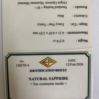 Cornflower Blue Sapphire 0.574ct / Myanmar(Burma)