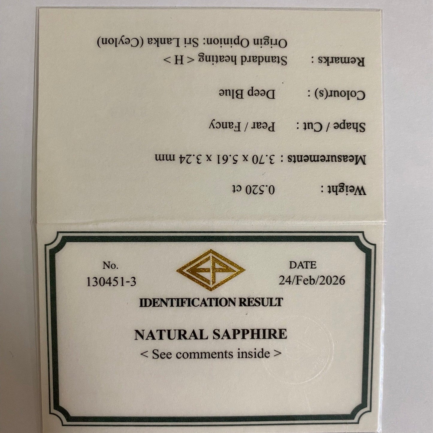 Royal Blue Sapphire 0.520ct / Sri Lanka