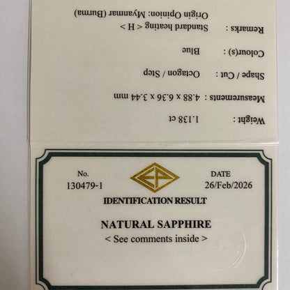 Royal Blue Sapphire 1.138ct / Myanmar (Burma)