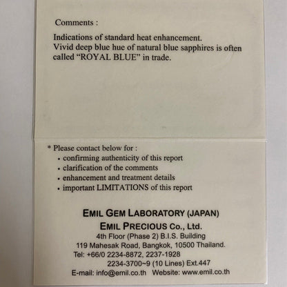 Royal Blue Sapphire 1.138ct / Myanmar (Burma)