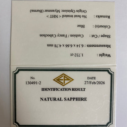 "Sugarloaf & Buff Top Flower" Un-Heat Sapphire 1.732ct / Myanmar (Burma)