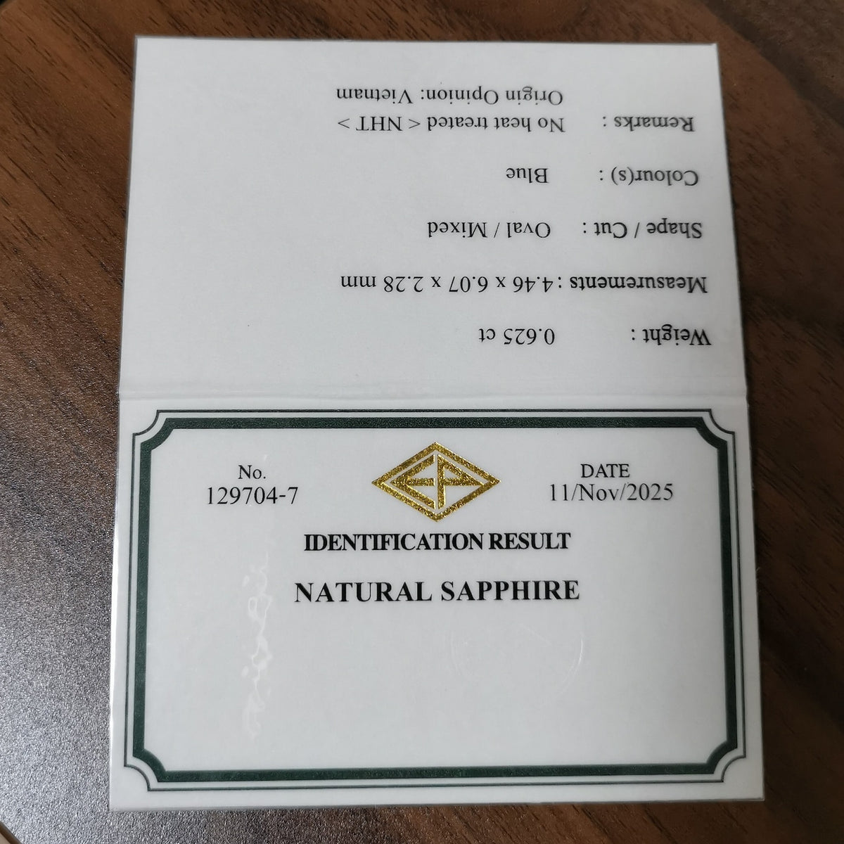 【Trial】Un-Heat Sapphire 0.625ct / Vietnam