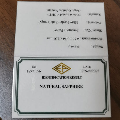 【Trial】“Gem Shape” Un-Heat Sapphire 0.254ct / Vietnam