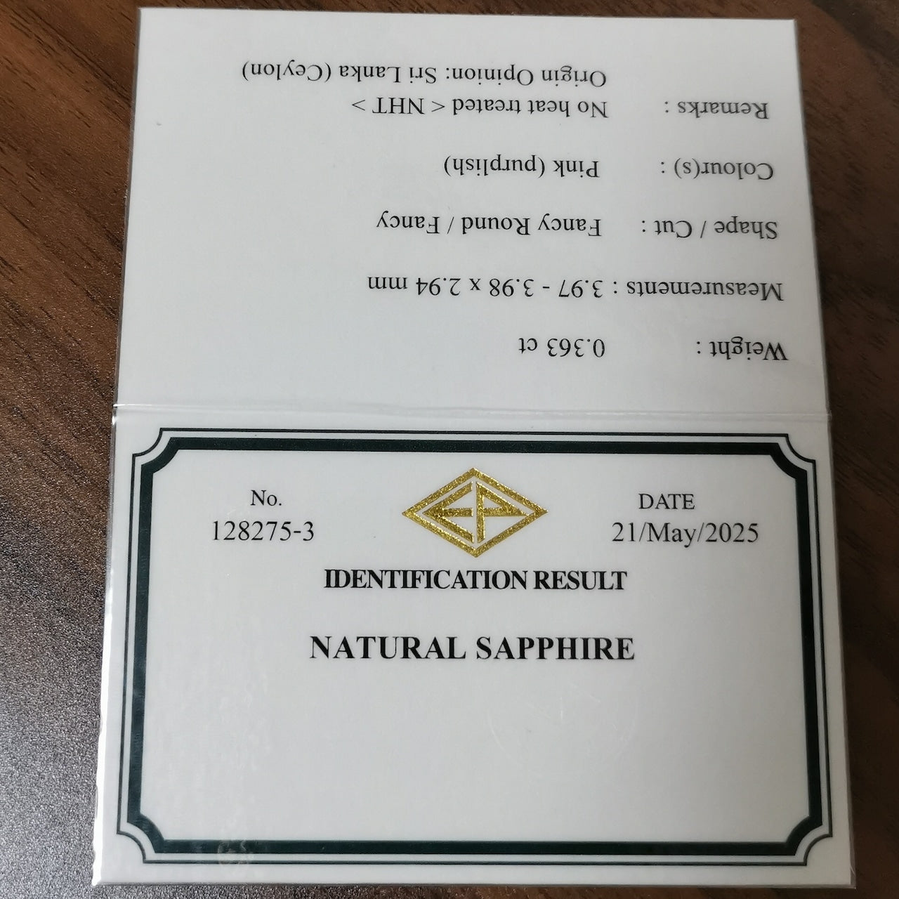 【Trial】“Purplish Pink” Un-Heat Sapphire 0.363ct / Sri Lanka
