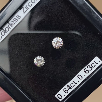 Colorless Zircon 0.64ct & 0.63ct 2pc Set