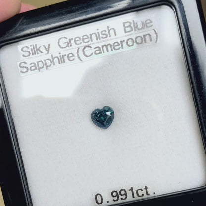 Silky Greenish Blue Sapphire 0.991ct / Cameroon