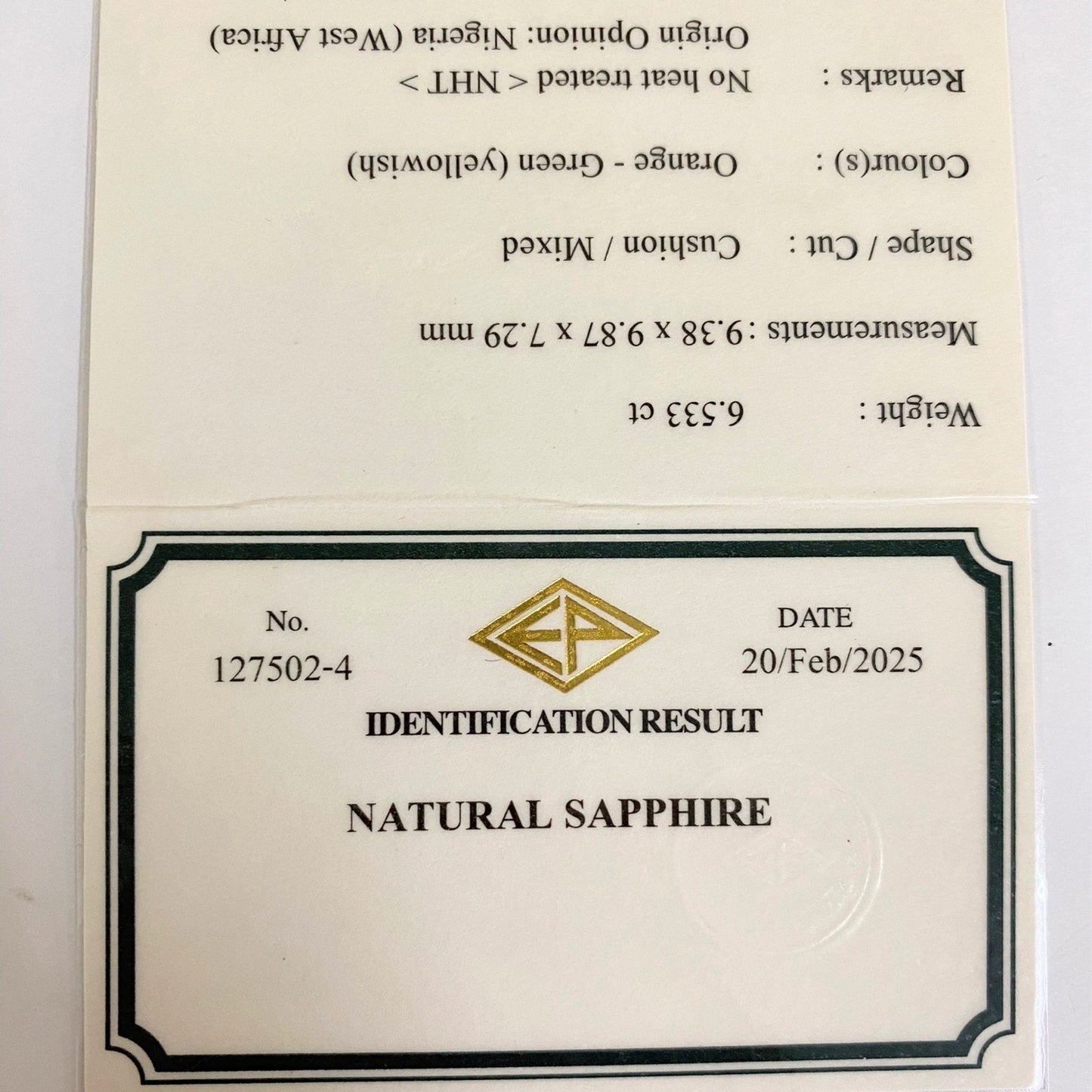 Un-Heat Parti-Color Sapphire 6.533ct / Nigeria