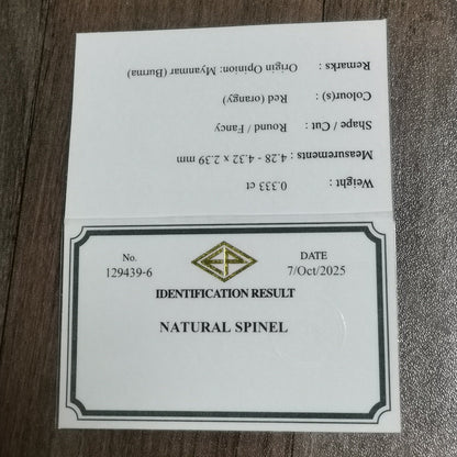 Orangy Red Spinel 0.333ct / Burma